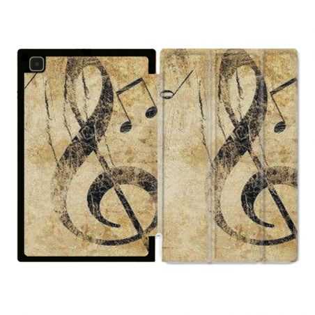 Housse Smart Cover Pour Samsung Galaxy Tab A7 (10.4) Musique Clé Sol Vintage