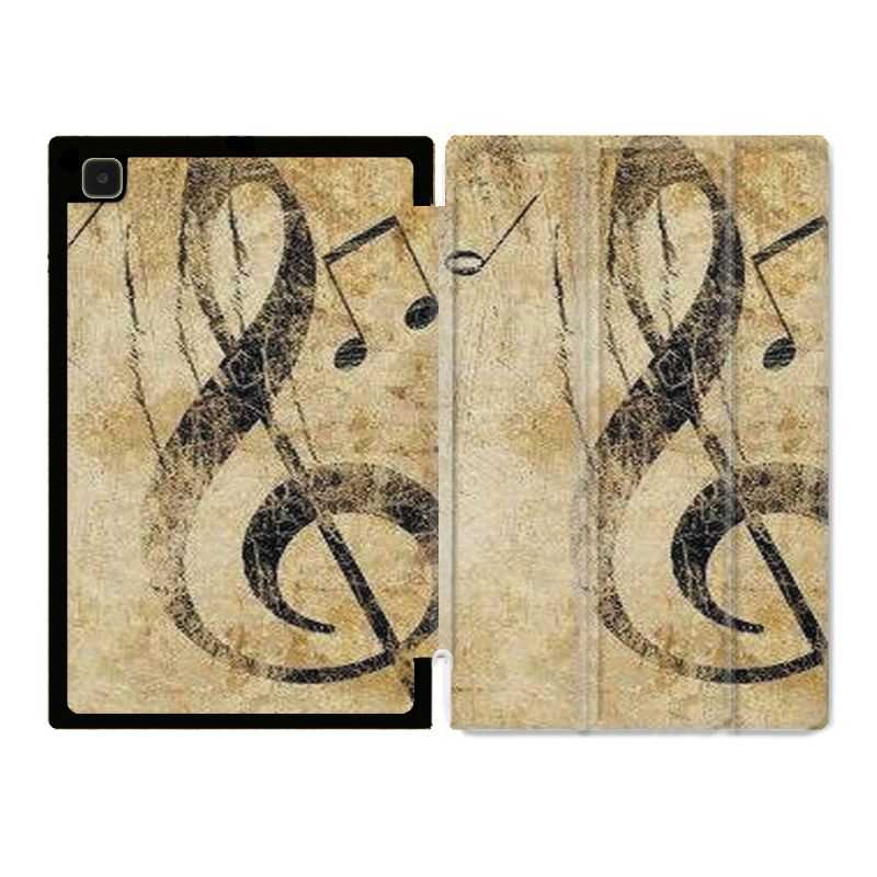 Housse Smart Cover Pour Samsung Galaxy Tab A7 (10.4) Musique Clé Sol Vintage