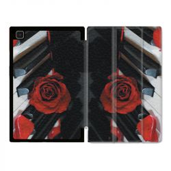 Housse Smart Cover Pour Samsung Galaxy Tab A7 (10.4) Musique Rose Piano