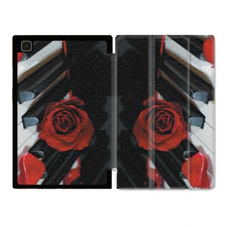 Housse Smart Cover Pour Samsung Galaxy Tab A7 (10.4) Musique Rose Piano