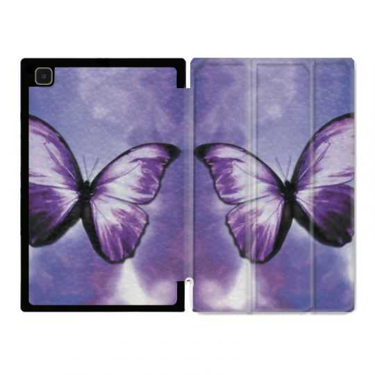 Housse Smart Cover Pour Samsung Galaxy Tab A7 (10.4) Papillon Violet et Blanc