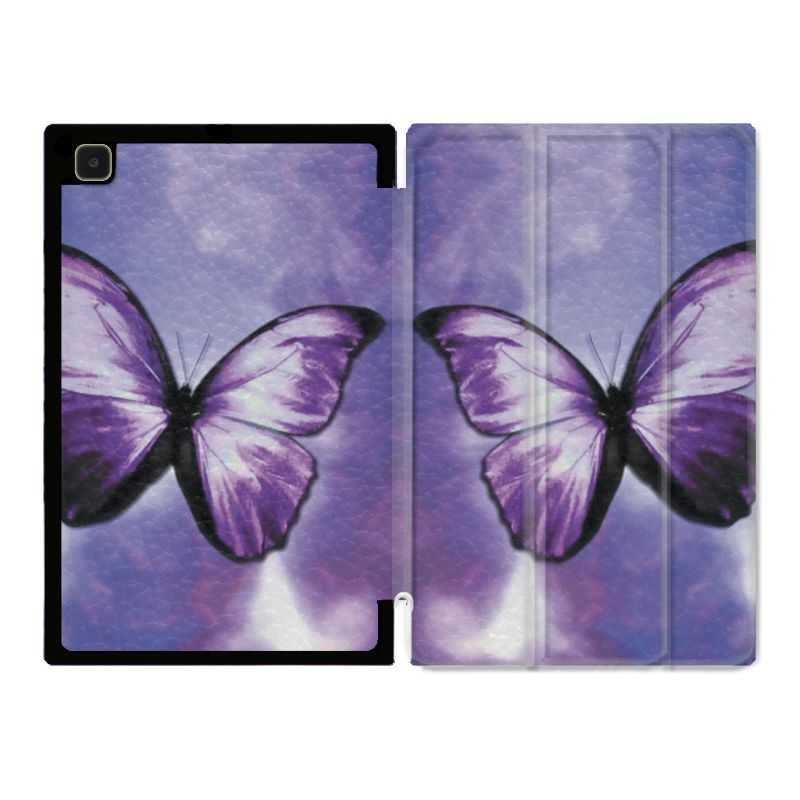 Housse Smart Cover Pour Samsung Galaxy Tab A7 (10.4) Papillon Violet et Blanc