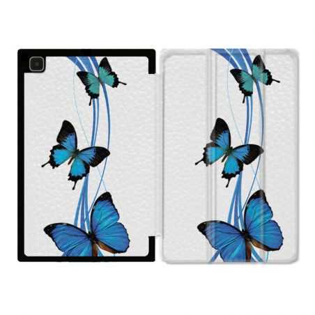 Housse Smart Cover Pour Samsung Galaxy Tab A7 (10.4) Papillon bleu sur Blanc
