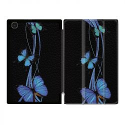 Housse Smart Cover Pour Samsung Galaxy Tab A7 (10.4) Papillon bleu sur Noir