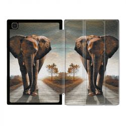 Housse Smart Cover Pour Samsung Galaxy Tab A7 (10.4) Savane Elephant Route