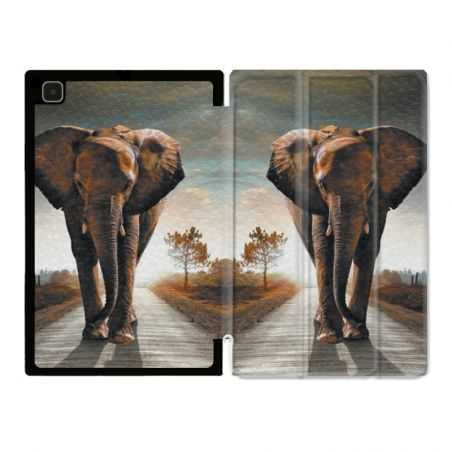 Housse Smart Cover Pour Samsung Galaxy Tab A7 (10.4) Savane Elephant Route