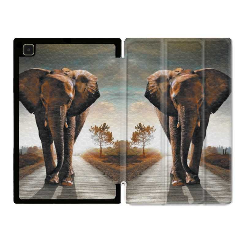 Housse Smart Cover Pour Samsung Galaxy Tab A7 (10.4) Savane Elephant Route