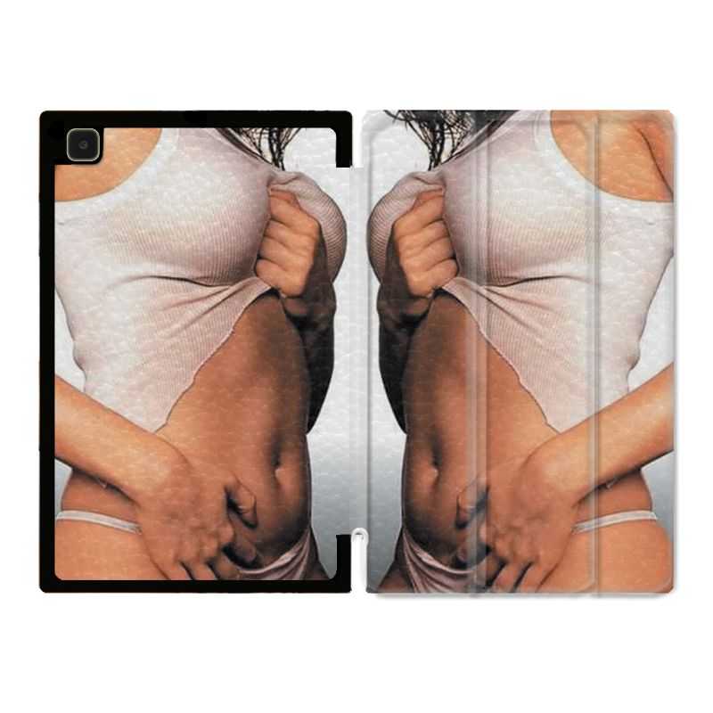 Housse Smart Cover Pour Samsung Galaxy Tab A7 (10.4) Sexy Tee Shirt Blanc