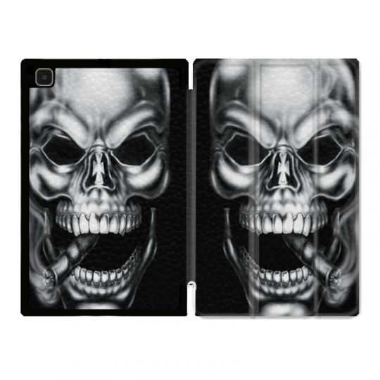 Housse Smart Cover Pour Samsung Galaxy Tab A7 (10.4) Tete de Mort Fume
