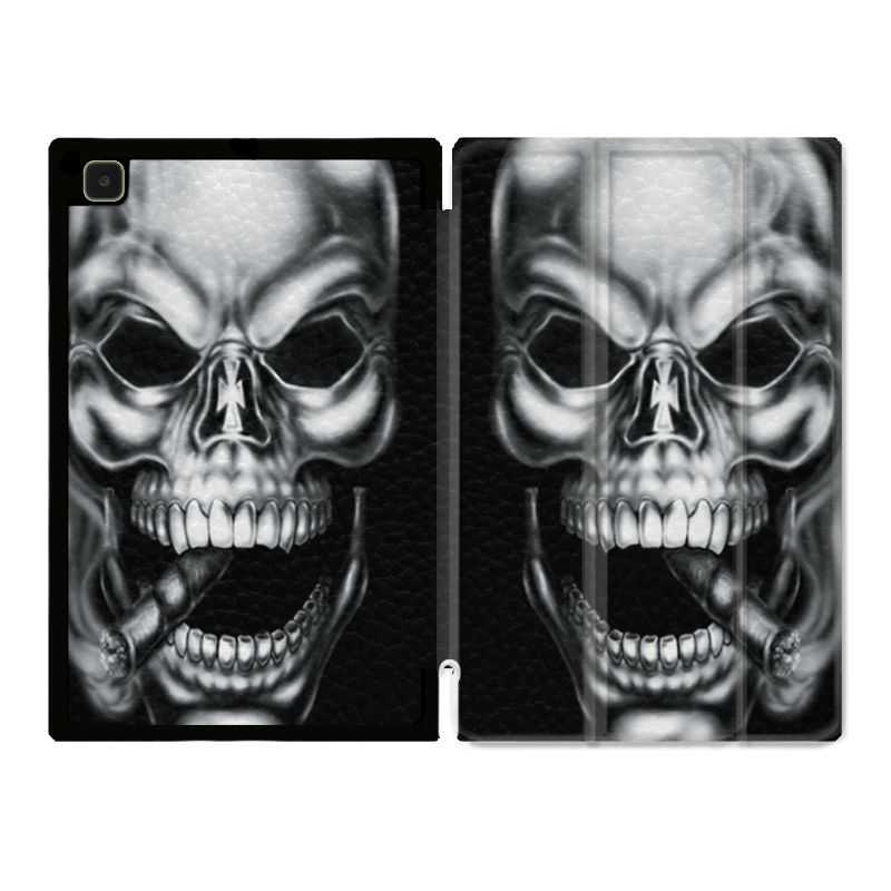 Housse Smart Cover Pour Samsung Galaxy Tab A7 (10.4) Tete de Mort Fume