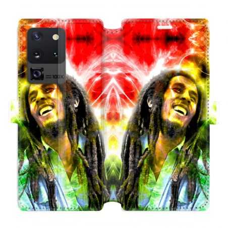 Housse cuir portefeuille pour Samsung Galaxy S20 Ultra Bob Marley Color
