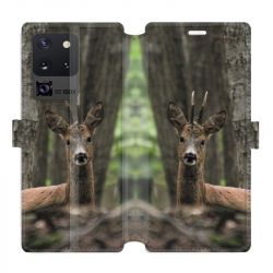 Housse cuir portefeuille pour Samsung Galaxy S20 Ultra chasse chevreuil Bois