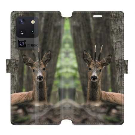 Housse cuir portefeuille pour Samsung Galaxy S20 Ultra chasse chevreuil Bois