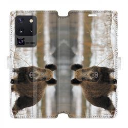 Housse cuir portefeuille pour Samsung Galaxy S20 Ultra chasse sanglier Neige
