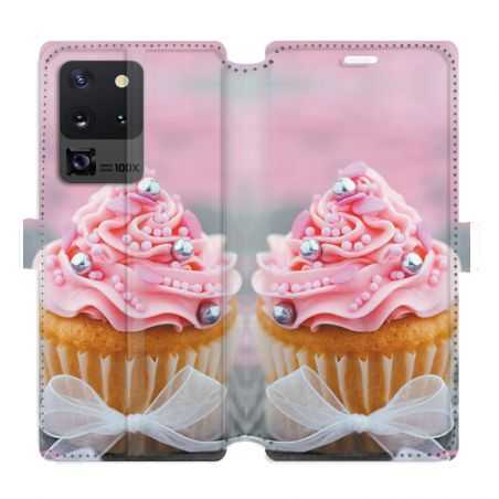 Housse cuir portefeuille pour Samsung Galaxy S20 Ultra Cupcake