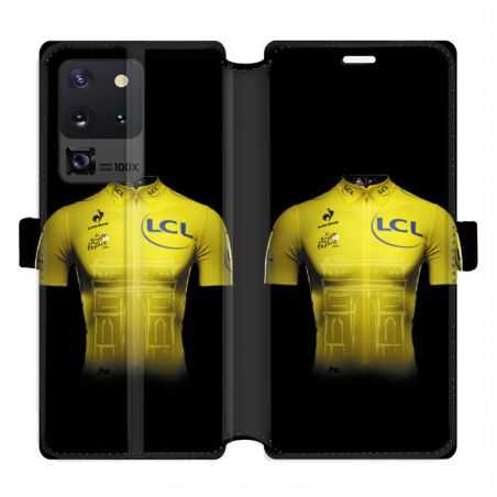 Housse cuir portefeuille pour Samsung Galaxy S20 Ultra Cyclisme Maillot jaune
