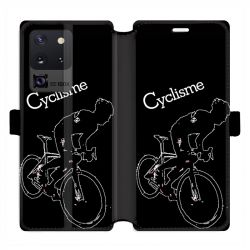 Housse cuir portefeuille pour Samsung Galaxy S20 Ultra Cyclisme Ombre blanche