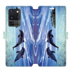 Housse cuir portefeuille pour Samsung Galaxy S20 Ultra Dauphin ile