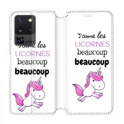 Housse cuir portefeuille pour Samsung Galaxy S20 Ultra Decale licornes
