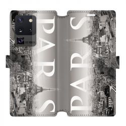 Housse cuir portefeuille pour Samsung Galaxy S20 Ultra France Paris Vintage