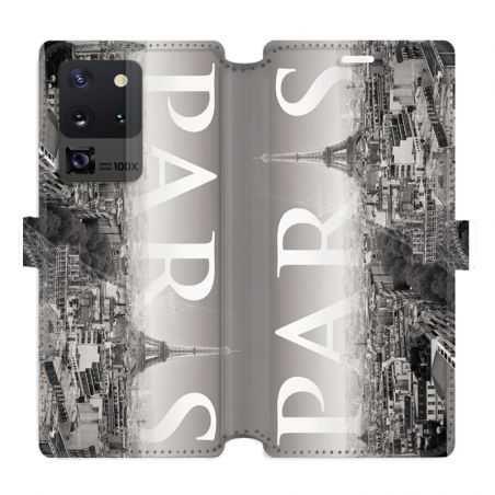 Housse cuir portefeuille pour Samsung Galaxy S20 Ultra France Paris Vintage