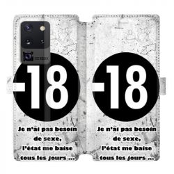 Housse cuir portefeuille pour Samsung Galaxy S20 Ultra Humour 18 ans