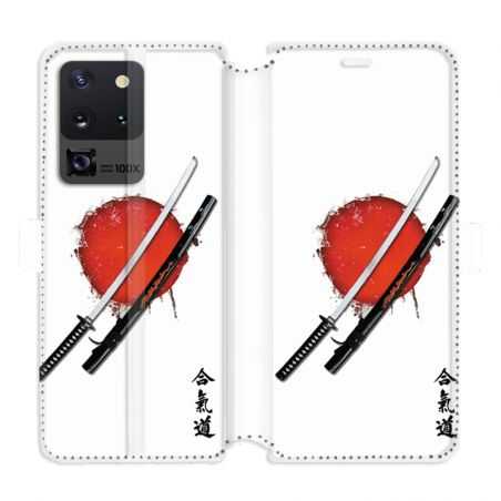 Housse cuir portefeuille pour Samsung Galaxy S20 Ultra Japon épée