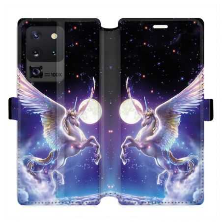 Housse cuir portefeuille pour Samsung Galaxy S20 Ultra Licorne Céleste