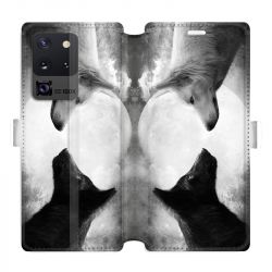 Housse cuir portefeuille pour Samsung Galaxy S20 Ultra Loup Duo