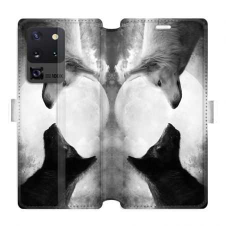 Housse cuir portefeuille pour Samsung Galaxy S20 Ultra Loup Duo