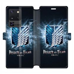 Housse cuir portefeuille pour Samsung Galaxy S20 Ultra Manga Attaque titans noir