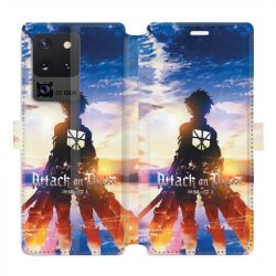 Housse cuir portefeuille pour Samsung Galaxy S20 Ultra Manga Attaque titans Soleil