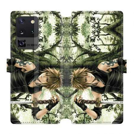 Housse cuir portefeuille pour Samsung Galaxy S20 Ultra Manga bois