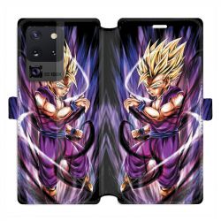 Housse cuir portefeuille pour Samsung Galaxy S20 Ultra Manga Dragon Ball Sangohan violet