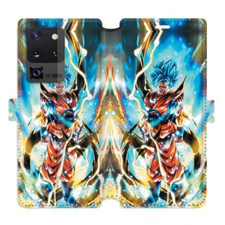 Housse cuir portefeuille pour Samsung Galaxy S20 Ultra Manga Dragon Ball Sangoku Blanc