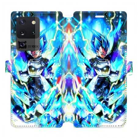 Housse cuir portefeuille pour Samsung Galaxy S20 Ultra Manga Dragon Ball Vegeta Bleu
