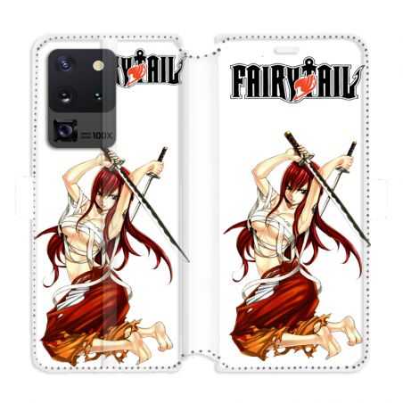 Housse cuir portefeuille pour Samsung Galaxy S20 Ultra Manga Fairy Tail Erza