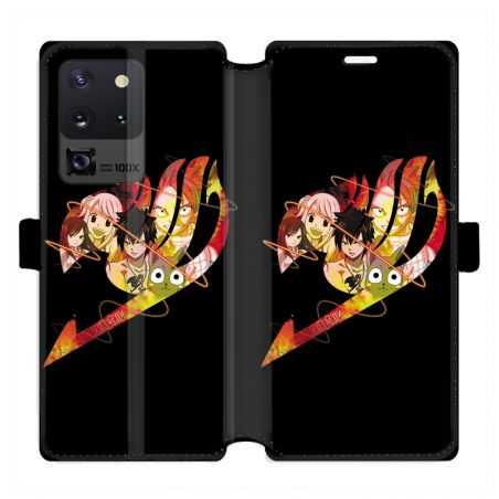 Housse cuir portefeuille pour Samsung Galaxy S20 Ultra Manga Fairy Tail Logo Noir
