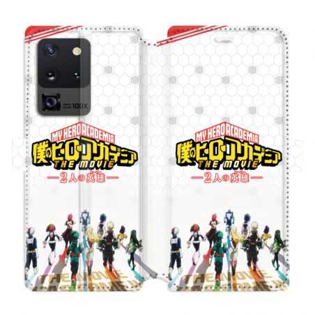 Housse cuir portefeuille pour Samsung Galaxy S20 Ultra Manga My hero academia blanc