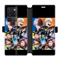 Housse cuir portefeuille pour Samsung Galaxy S20 Ultra Manga My hero academia noir