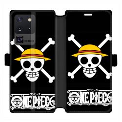 Housse cuir portefeuille pour Samsung Galaxy S20 Ultra Manga One Piece tete de mort