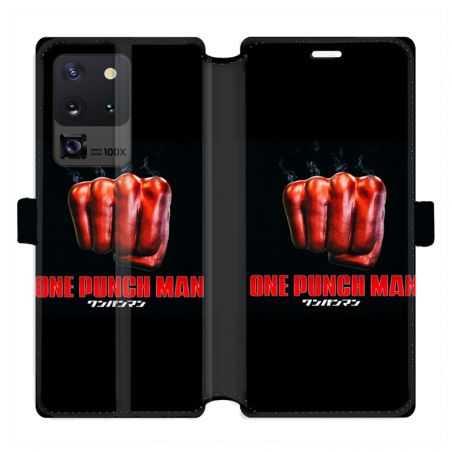 Housse cuir portefeuille pour Samsung Galaxy S20 Ultra Manga One Punch Man poing