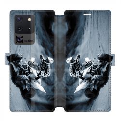 Housse cuir portefeuille pour Samsung Galaxy S20 Ultra Moto Quad
