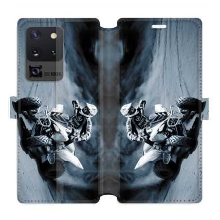 Housse cuir portefeuille pour Samsung Galaxy S20 Ultra Moto Quad