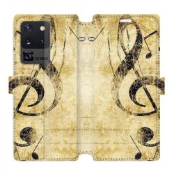 Housse cuir portefeuille pour Samsung Galaxy S20 Ultra Musique clé sol vintage