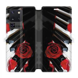 Housse cuir portefeuille pour Samsung Galaxy S20 Ultra Musique Rose Piano