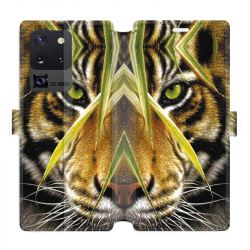 Housse cuir portefeuille pour Samsung Galaxy S20 Ultra Oeil tigre