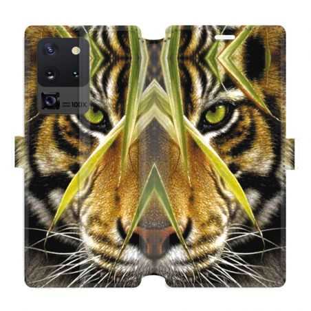 Housse cuir portefeuille pour Samsung Galaxy S20 Ultra Oeil tigre