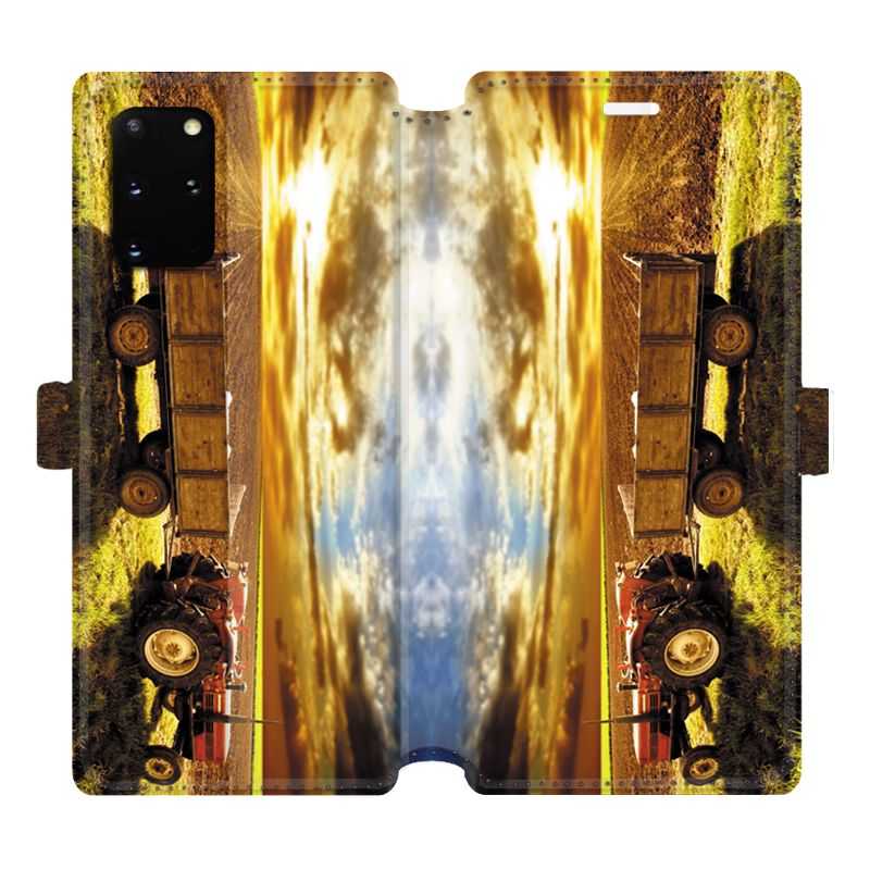 Housse cuir portefeuille pour Samsung Galaxy S20 Plus Agriculture Tracteur color