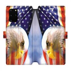 Housse cuir portefeuille pour Samsung Galaxy S20 Plus Amerique USA Aigle